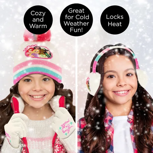 Vista 7 de Disney Conjunto de orejeras de invierno y guantes para niños princesa para edades de 4 a 7 años Princesa
