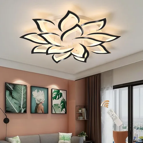Vista 13 de Garwarm Lámpara de Techo LED Moderna, Regulable de 3 Cabezales Cuadrados Accesorio de Lámpara de Techo con Control Remoto, Candelabro de Techo