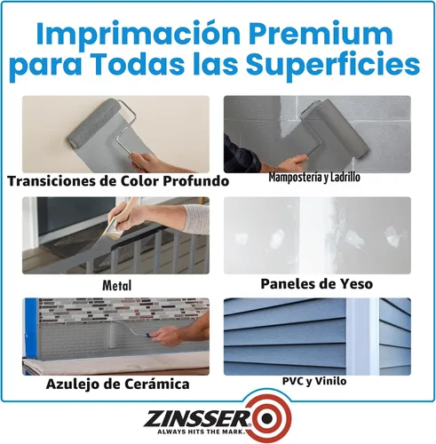Vista 4 de Zinsser 285090 Bulls Eye 1-2-3 Imprimación a base de agua, 5 galones, gris