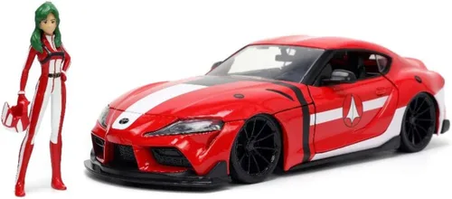 Vista 2 de Jada Toys Robotech 1:24 2020 Toyota Supra - Coche fundido a presión con figura de ley Miriya de 2.75 pulgadas, juguetes para niños y adultos