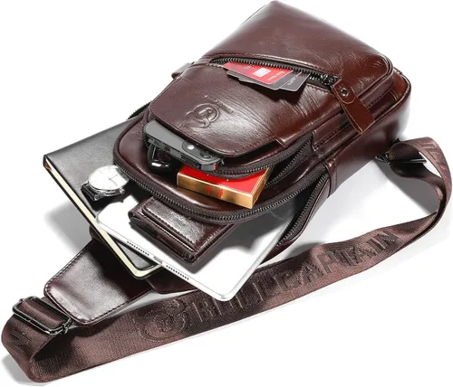 Vista 127 de LUKZIJAES Bolso bandolera de cuero genuino para hombre