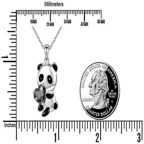 Vista 7 de YienDoo Gargantilla de cristal de panda, collar de corazón de cristal blanco de panda con colgante de oso panda, collar de amor de corazón de panda
