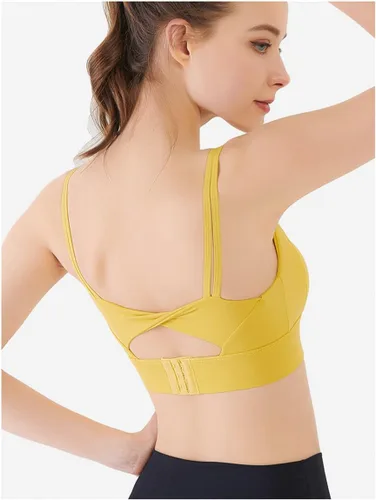Vista 2 de Sujetador deportivo para correr, sin costuras, acolchado, con tirantes, para mujer, brasier de yoga, entrenamiento, copas extraíbles