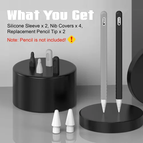Vista 2 de Paquete de 2 fundas compatibles con Apple Pencil Pro 2024 y 2ª generación: accesorios de funda protectora para Apple Pen - Funda de silicona