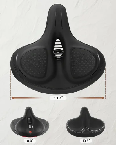 Vista 4 de Asiento de bicicleta de gran tamaño, asiento de bicicleta ancho para comodidad de mujeres y hombres, sillín de bicicleta universal impermeable