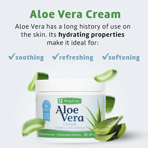 Vista 4 de De La Cruz Crema hidratante facial de aloe vera, crema de aloe natural para cara, manos y cuerpo, 4 onzas