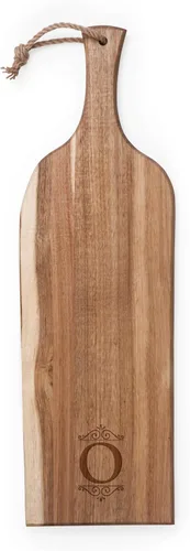 Vista 19 de PICNIC TIME Monogram - A - Tabla de embutidos de acacia personalizada de 24 pulgadas con borde de madera cruda, tabla de queso, plato para servir