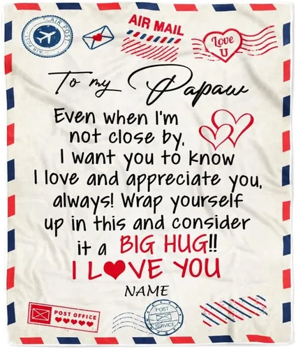 Vista 11 de Manta de forro polar personalizada con texto en inglés «To My Grandad» de Grandkids I Love You Hugs con texto en inglés «To My Grandad»
