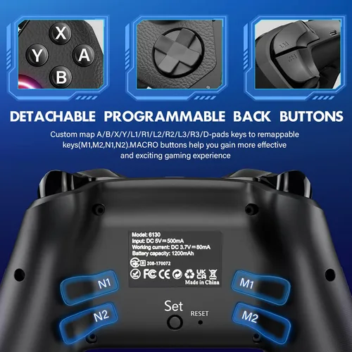 Vista 4 de Controlador inalámbrico Switch Pro para Nintendo Switch ControllerSwitch LiteOLED, controlador de interruptor RGB multiplataforma para Windows PC