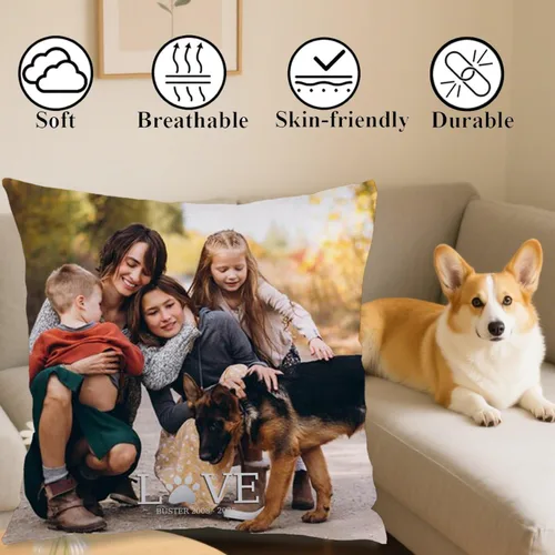 Vista 4 de Personalized Quote Pillow Case with one Photo and Your Added Words Building a Unique Decorative Cushion Suitable for Heartfelt Gift Sharing