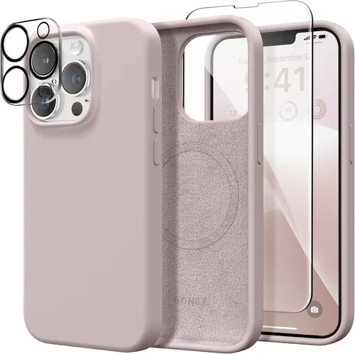 Vista 149 de GONEZ Funda magnética para iPhone 14, compatible con Magsafe, con protector de pantalla + protector de cámara, forro de microfibra antiarañazos
