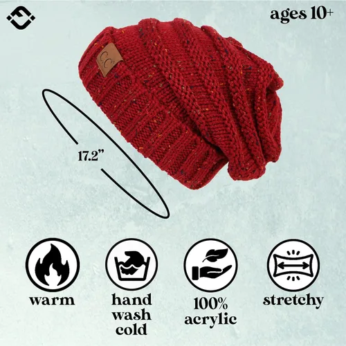 Vista 265 de Funky Junque Gorro de moda de punto trenzado de talla extragrande, grueso, abrigado, suave y holgado