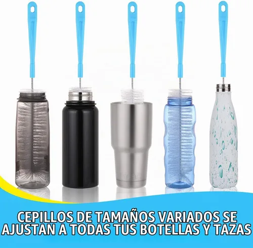 Vista 6 de Cepillo limpiador de botellas de 16 pulgadas para botellas de agua, cepillo de botella de mango largo para limpiar botellas deportivas de cuello