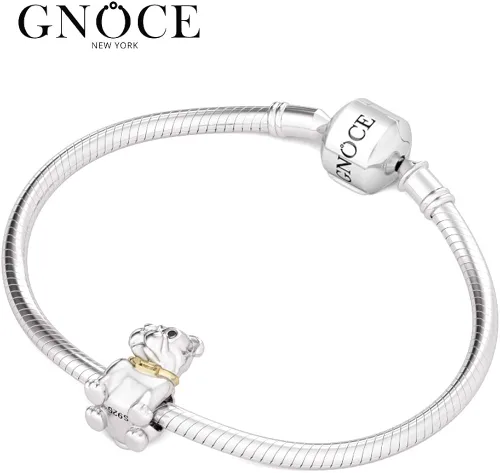 Vista 3 de GNOCE - Abalorio de plata de ley con diseño de bulldog para amigas fieles y bulldog para pulseras, collares y mujeres y hombres