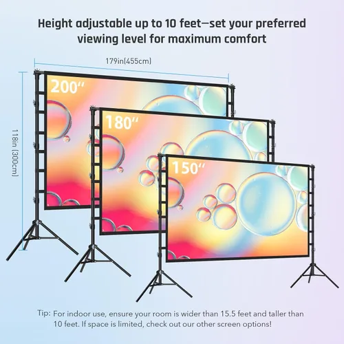 Vista 4 de Pantalla de proyector para exteriores de 200 pulgadas con soporte, pantalla grande portátil 200-inch giant projector screen with heavy-duty 32mm