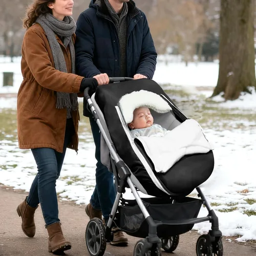 Vista 8 de Funda de asiento de automóvil para bebé, invierno, impermeable, para recién nacido, resistente al viento, funda de asiento de automóvil para bebé