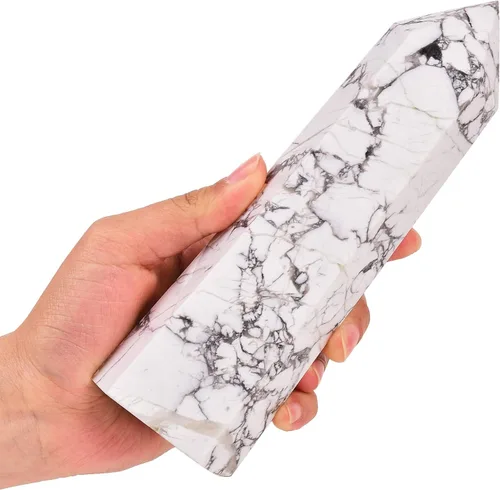 Vista 19 de AMOYSTONE Obelisco de Piedra de Sangre Africana Varita de Cristal Curativo Grande Torre Columna Facetada de 6 Lados Reiki Chakra Meditación Terapia