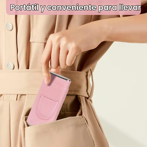 Vista 4 de COOZMENT Estuche de cuero para puros, humidor de viaje para mujer, forro de cedro español, accesorios con cortador (rosa)