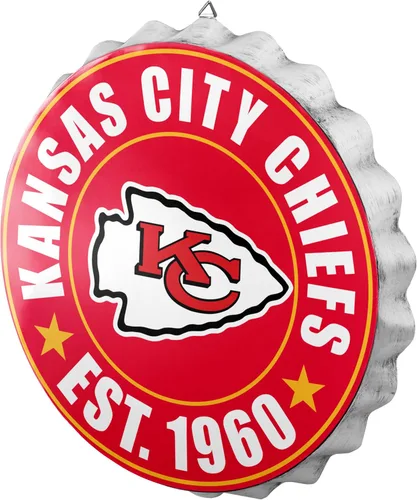 Vista 9 de NFL Team Logo Distressed Metal Hanging Wall Bottle Cap Sign
