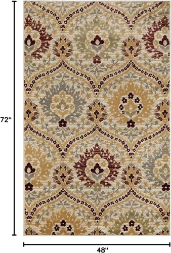 Vista 2 de Superior Elegant Augusta Alfombras florales modernas con respaldo de yute para oficina, dormitorio, entrada, comedor, cocina, colección Augusta