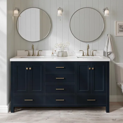 Vista 43 de ARIEL Cambridge - Mueble de baño con lavabo de 42 pulgadas, madera maciza, encimera de cuarzo blanco puro de 1.5 pulgadas, fregadero rectangular