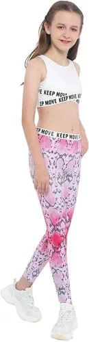 Vista 4 de Conjunto de entrenamiento para niños y niñas, conjunto deportivo de 2 piezas, camiseta corta con leggings atléticos, pantalones deportivos