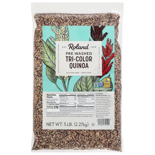Vista 8 de Roland Foods Quinua orgánica tricolor, prelavada, totalmente natural, sin gluten, 12 onzas
