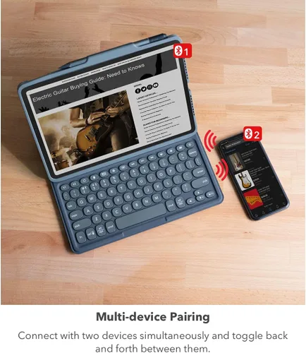 Vista 7 de ZAGG Pro Keys - Funda desmontable y teclado inalámbrico para Apple iPad de 10.2 pulgadas (Gen 9, 8, 7) - Emparejamiento Bluetooth, teclas