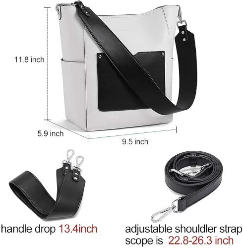 Vista 2 de CLUCI Bolso hobo + cartera grande para mujer, plateado, Elegante