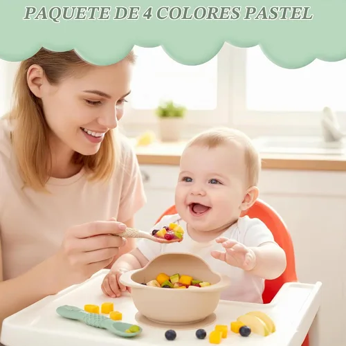 Vista 7 de Cucharas de silicona para bebés de 6 meses, cucharas de alimentación para bebés sin BPA, cucharas de autoalimentación para bebés de 6 a 12 meses