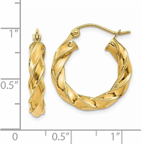 Vista 4 de Juego de aretes de aro trenzados de oro amarillo de 14 quilates, joyería fina redonda para mujer, regalos para ella, Cristal Oro amarillo