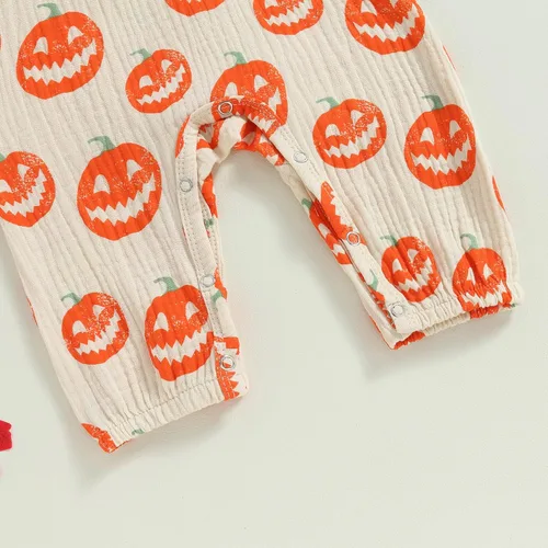 Vista 5 de GOOCHEER Mameluco de manga larga para bebé, niño, niña, Halloween, traje de calabaza