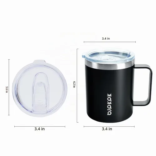 Vista 3 de BJPKPK 2 tazas de café aisladas con tapa, vaso de acero inoxidable de 14 onzas A-Negro-14oz