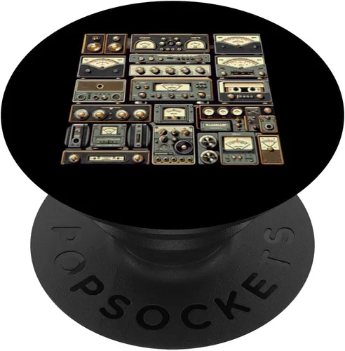 Vista 6 de Setup Vintage Audio HiFi Sound System Mixed Media Collage PopSockets MagSafe PopGrip for iPhone