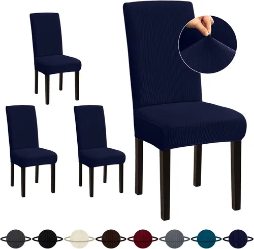Vista 28 de Sufdari Juego de 4 fundas para sillas de comedor, color beige, antideslizantes, de elastano, elásticas, para comedor, hotel (Grande)