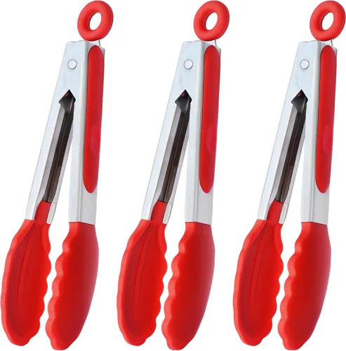 Vista 15 de HINMAY Mini pinzas con puntas de silicona pinzas de cocina de 7 pulgadas, juego de 3 (negro)