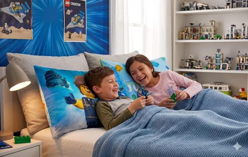 Vista 4 de Lego - Funda de almohada reversible para niños, diseño Let's Build Together de 20 x 30 pulgadas, 2 piezas