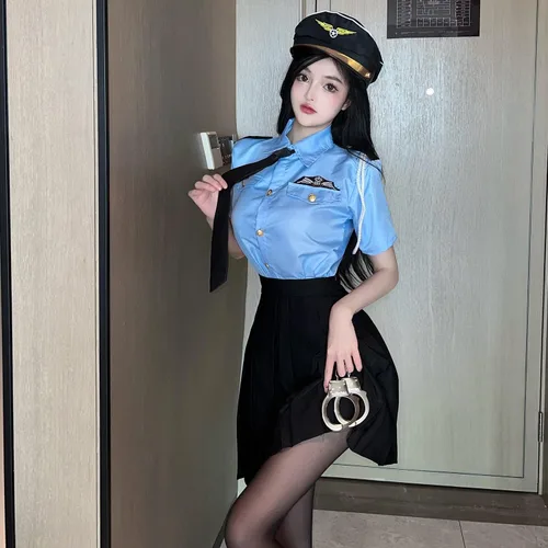 Vista 2 de Disfraz sexy de policía para mujer, vestido de uniforme de policía sucio para cosplay