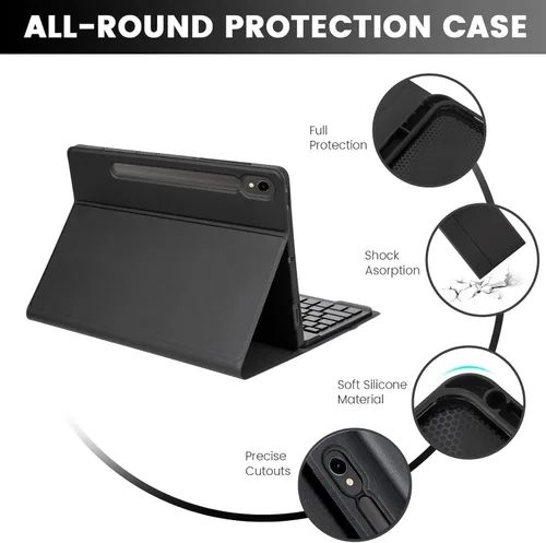 Vista 5 de Funda de teclado para Samsung Galaxy Tab S10 Lite/S10 FE/S9 FE de 10.9 pulgadas/Galaxy Tab S9 de 11 pulgadas 2023, mouse y teclado Bluetooth