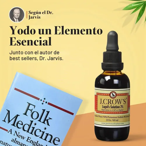 Vista 4 de J.CROW'S® Lugol's 2% Yodo Solución & 'Folk Medicine' Book Bundle: Formulación de yodo esencial desde 1829 combinada con un Almanaque de Nueva