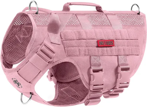 Vista 16 de OneTigris - Arnés táctico para perros pequeños, chaleco de perro pequeño sin tirones con asas, transpirable, arnés militar con sistema MOLLE, arnés