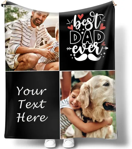 Vista 9 de Mantas personalizadas con fotos para mujeres y hombres, regalos de cumpleaños conmemorativos, manta personalizada de franela suave con mis propias