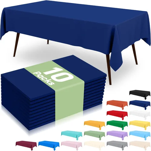 Vista 29 de 6 paquetes de manteles de plástico desechables, 54 x 72 pulgadas mantel rectangular impermeable, cubiertas de mesa decorativas a prueba de fugas