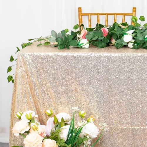Vista 2 de ShinyBeauty - Mantel rectangular de lentejuelas (60” x 102”), diseño de bodas y fiestas de Navidad LightGold