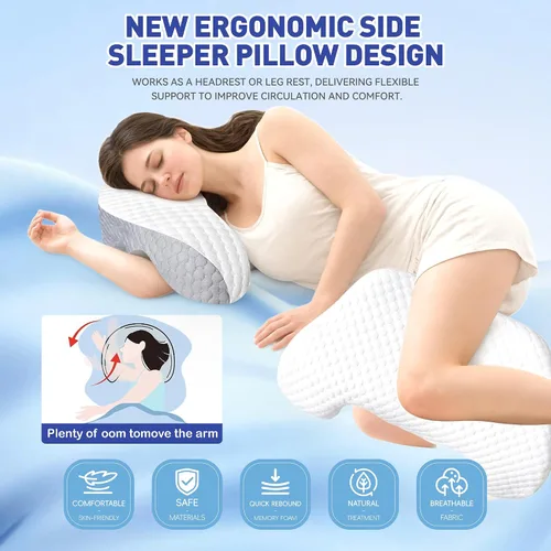 Vista 3 de Almohada para dormir de lado con agujeros para brazos, almohada de hombro de espuma viscoelástica para personas que duermen de lado, ergonómica