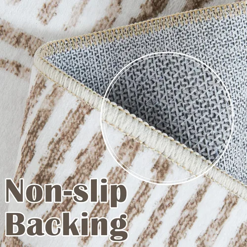 Vista 4 de jinchan Alfombras marroquíes de 4 x 6 pies para dormitorio, lavables a máquina, suaves, modernas, geométricas, resistentes a las manchas, Boho Taupe