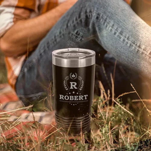 Vista 8 de Vasos de café personalizados con monograma con inicial y nombre, 20 onzas, grabado con láser en acero inoxidable aislado al vacío, taza de viaje