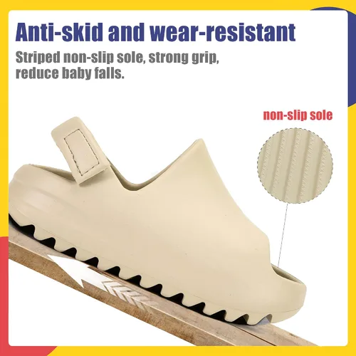 Vista 3 de AIMINUO Sandalias de verano para niños pequeños, sandalias antideslizantes para la ducha, playa, piscina, sandalias blancas para niños y niñas