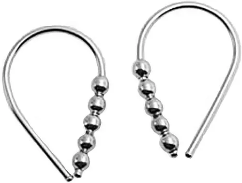Vista 33 de Aretes pequeños de plata de ley 21 GA de 0.472 in con gancho de arco de herradura