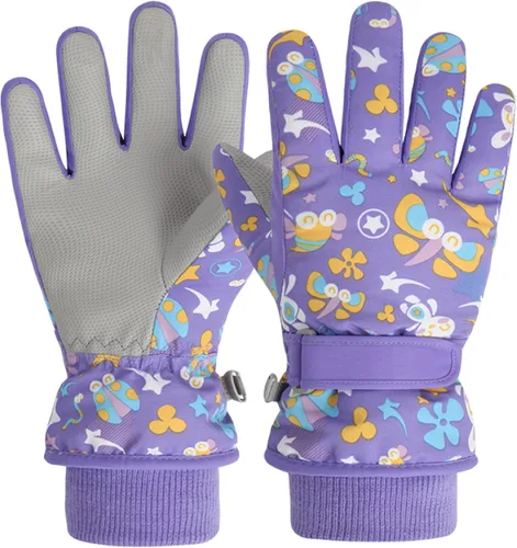 Vista 14 de Kids Ski Snow Gloves, Waterproof Winter Mittens for Boys Girls #01 azul